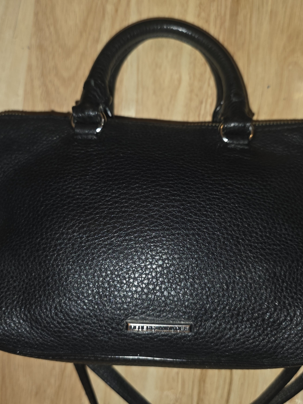 Rebecca Minkoff Black & Silver Leather Micro Moto Satchel & Crossbody Bag Purse - Picture 4 of 15